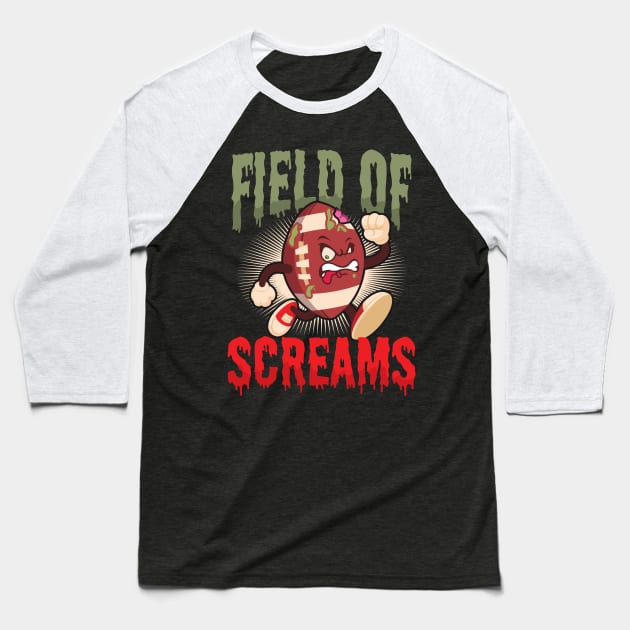 Halloween Football Shirt | Field Of Screams Baseball T-Shirt by Gawkclothing